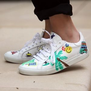 Mira Mikati Hand Painted Leather Sneakers